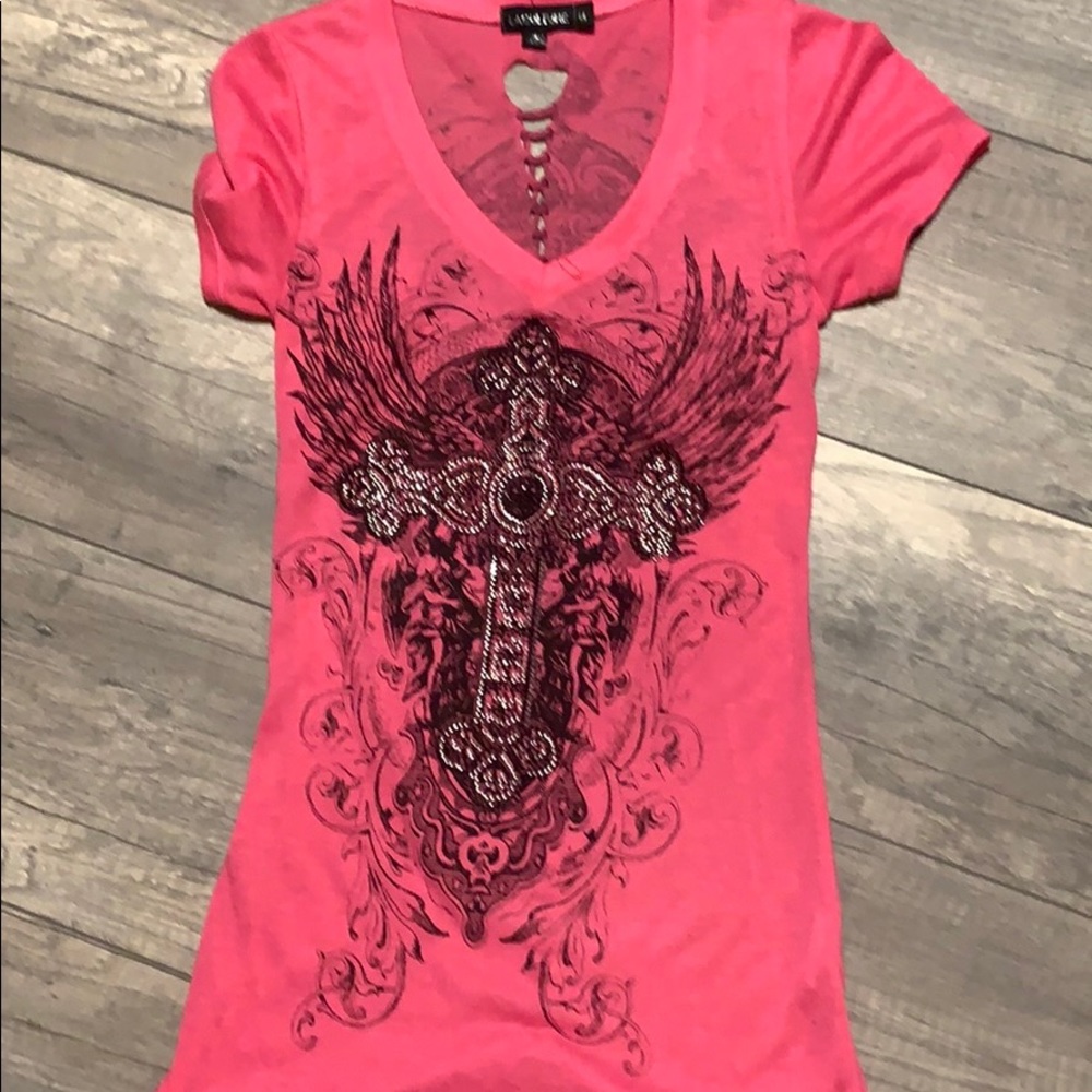 Studded tee with braided back